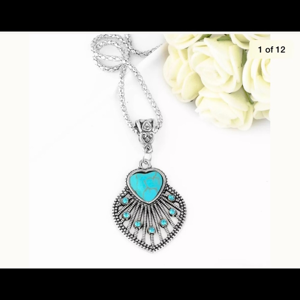 🔥🔥🔥NWT antique silver/turquoise necklace